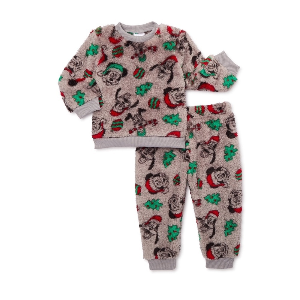 Mickey Mouse Baby Christmas Faux Sherpa Top and Joggers Set